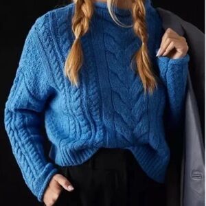 Pilcro Blue Cable Knit Sweater